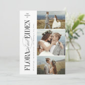 All in One Timeless Typography 3 photo Wedding Kaart (Staand voorkant)