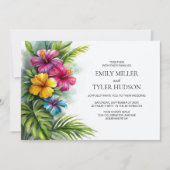 All in One Tropical Flowers Greenery Wedding Kaart (Voorkant)