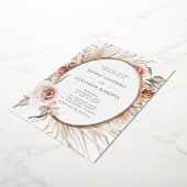 All in One Trouw Boho Bloemstuk Echte Rozen Goudkl Folie Uitnodiging (Gedraaid)