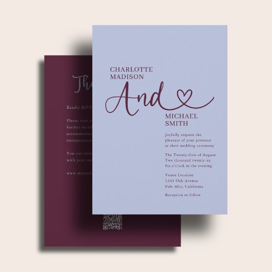 All In One Trouw Bold Periwinkle Plum Hart Kaart