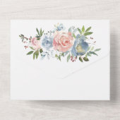 All In One Trouw Uitnodigingen Roze Blauwe Bloemen (Achterkant)