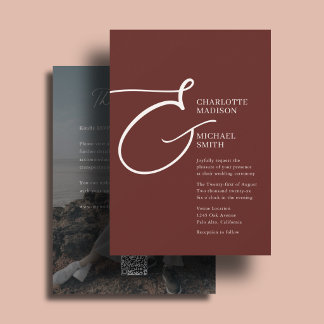 All In One Trouwfoto Ampersand Herfst Burgundy Kaart