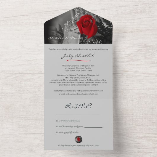 All-in-One Trouwuitnodiging All In One Uitnodiging (Binnen)