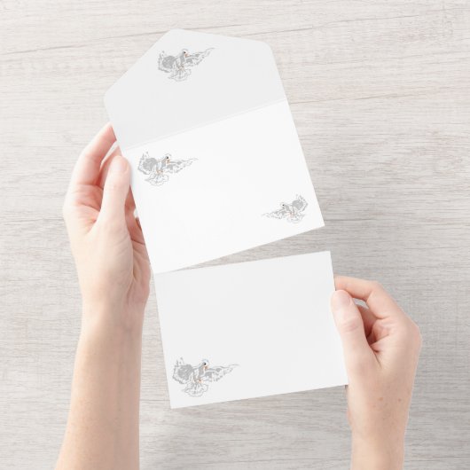 All-in-One Trouwuitnodiging: Duiven All In One Uitnodiging (Afscheurbaar)