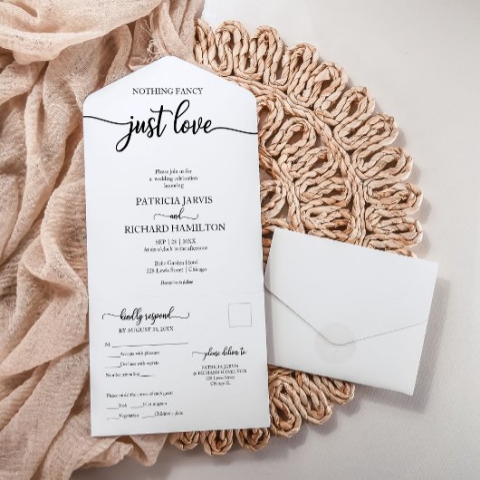 All-in-one trouwuitnodiging met RSVP-ansichtkaart All In One Uitnodiging