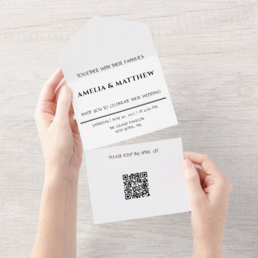 All-in-One Trouwuitnodiging QR-code All In One Uitnodiging (Afscheurbaar)