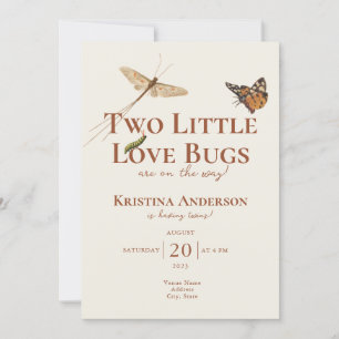 All in One Twins Love Bugs Baby shower Kaart