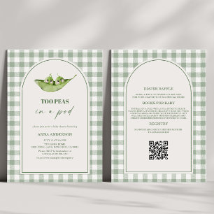 All in One Two Peas in a Pod Gingham Baby Shower Kaart