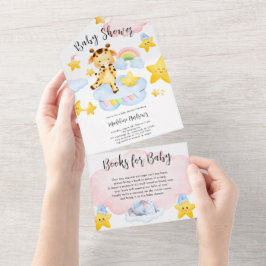 All-in-One Uitnodiging Baby Shower Baby Giraffe