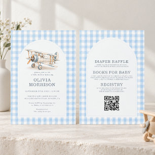 All in One Vliegtuig Aviator Jongens Baby Shower Kaart