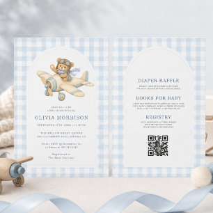 All in One Vliegtuig Beer Gingham Jongen Baby Show Kaart