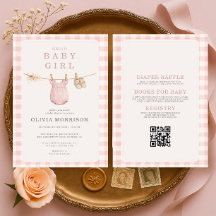 All in One Wasklijn Baby Meisje Roze Kaart