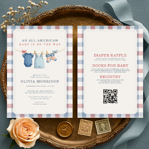 All in One Waslijn All American Baby Shower Kaart