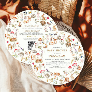 All in One Watercolor Bosdieren Baby Shower Kaart