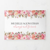 All in One Waterverf Roze Bloemen Huwelijk Drieluik Uitnodiging (Cover)