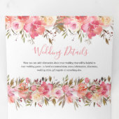 All in One Waterverf Roze Bloemen Huwelijk Drieluik Uitnodiging (Binnenzijde eerst)