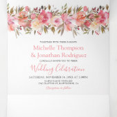 All in One Waterverf Roze Bloemen Huwelijk Drieluik Uitnodiging (Binnenkant midden)