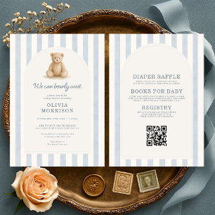 All in One We Can Bearly Wait Blauwe Strepen  Kaart