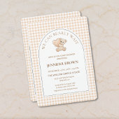 All in One We Can Bearly Wait Gingham Baby Shower Kaart