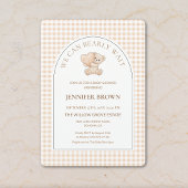 All in One We Can Bearly Wait Gingham Baby Shower Kaart