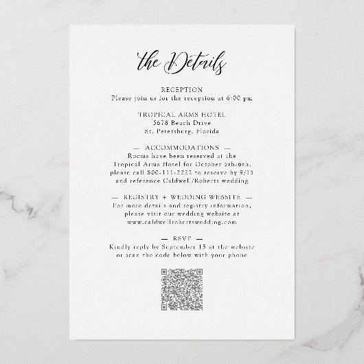 All-in-One Weddenschap Black Roos Gold Folie Uitnodiging (Achterkant)