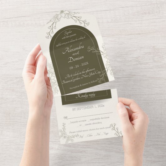 All in One Wedding Invite, template, personalized  Uitnodiging (Afscheurbaar)
