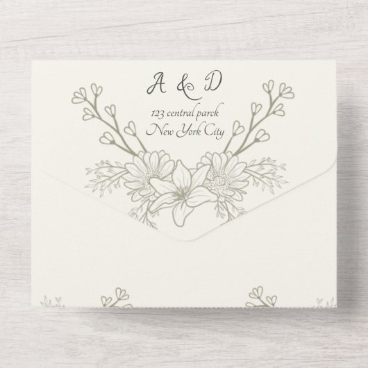 All in One Wedding Invite, template, personalized  Uitnodiging (Achterkant)