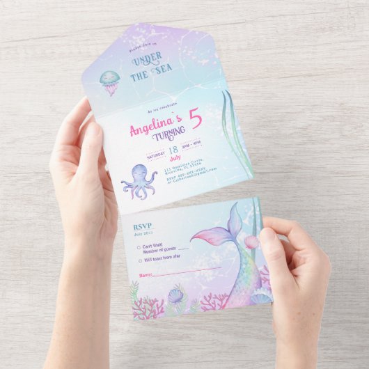 All in One Wedding Nodig Nautische thema verjaarda Uitnodiging (Afscheurbaar)