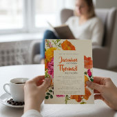 all in one wedding qr code orange poppy wedding kaart