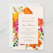 all in one wedding qr code orange poppy wedding kaart (Voorkant)
