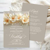 All in One White and Gold Floral Wedding Kaart