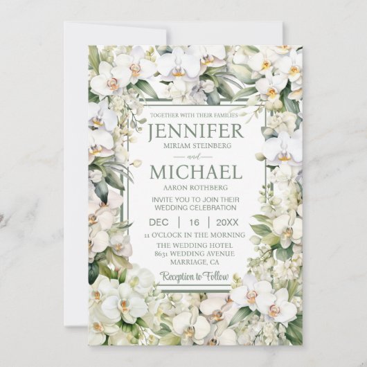 All in One White Orchids Wedding Uitnodigingen (Voorkant)