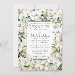 All in One White Orchids Wedding Uitnodigingen