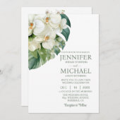 All in One White Orchids Wedding Uitnodigingen (Voorkant / Achterkant)