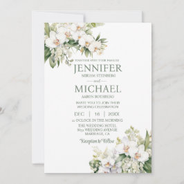 All in One White Orchids Wedding Uitnodigingen