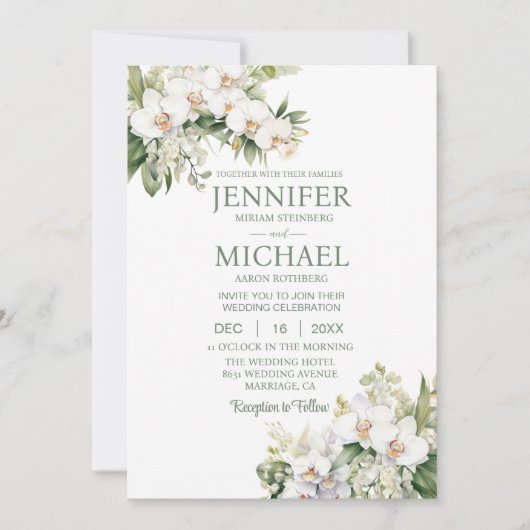 All in One White Orchids Wedding Uitnodigingen (Voorkant)