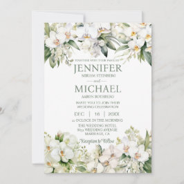 All in One White Orchids Wedding Uitnodigingen