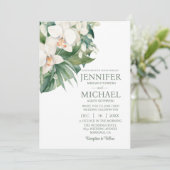 All in One White Orchids Wedding Uitnodigingen (Staand voorkant)