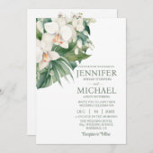 All in One White Orchids Wedding Uitnodigingen (Voorkant / Achterkant)