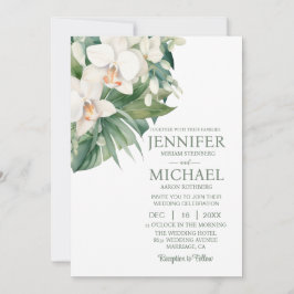 All in One White Orchids Wedding Uitnodigingen