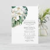 All in One White Orchids Wedding Uitnodigingen (Staand voorkant)