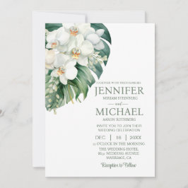 All in One White Orchids Wedding Uitnodigingen