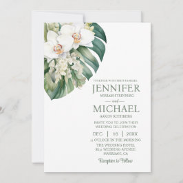 All in One White Orchids Wedding Uitnodigingen