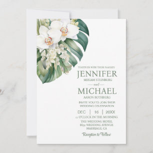 All in One White Orchids Wedding Uitnodigingen