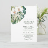 All in One White Orchids Wedding Uitnodigingen (Staand voorkant)