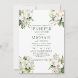 All in One White Orchids Wedding Uitnodigingen
