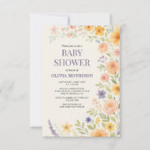 All in One Wilde Bloem Florale QR Code Baby Shower Kaart (Voorkant)