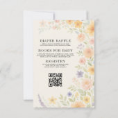 All in One Wilde Bloem Florale QR Code Baby Shower Kaart (Achterkant)