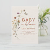 All in One Wildflower Baby in Bloom Faux Linen Kaart (Staand voorkant)