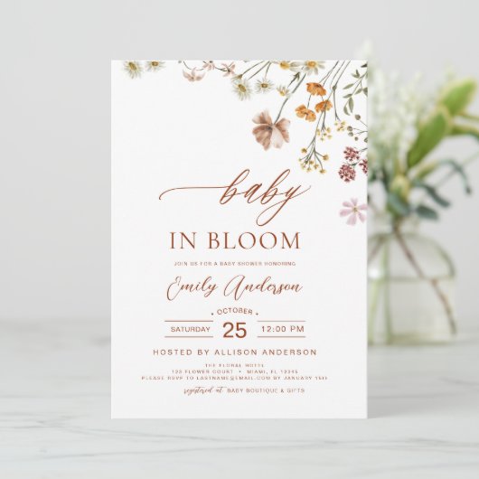 All in One Wildflower Baby in Bloom Shower Kaart (Staand voorkant)